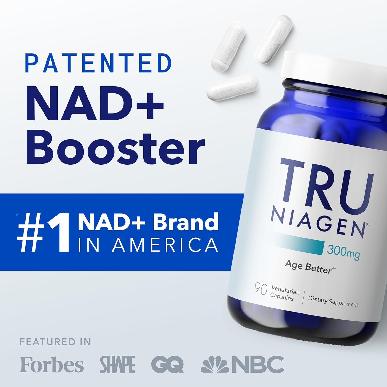 TRU NIAGEN Patented NAD+ Supplement for Anti Aging and Cell Regeneration, 300 mg Niagen, 90 Servings